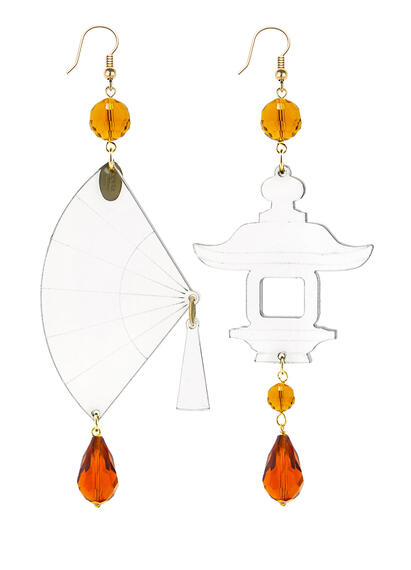 Orecchini Ventaglio Plexi Trasparente Grande Ambra - Lebole Maison