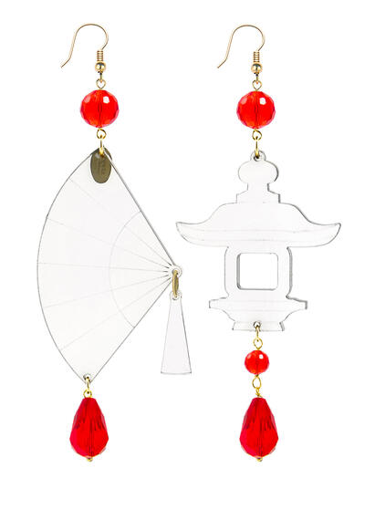 Orecchini Ventaglio Plexi Trasparente Grande Rubino - Lebole Maison