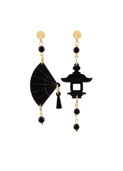 Mini Black Plexi Fan Earrings - Lebole Maison