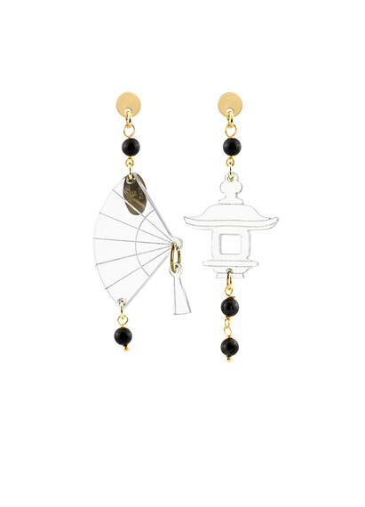 Mini Black Plexi Transparent Fan Earrings - Lebole Maison