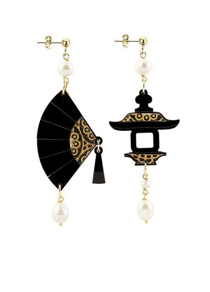 Small Pearl Plexi Fan Earrings - Lebole Maison
