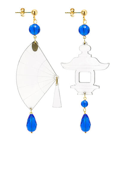 Orecchini Ventaglio Plexi Trasparente Piccolo Blu - Lebole Maison