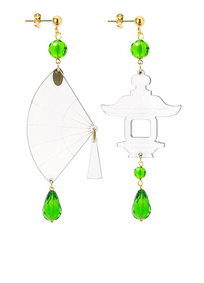 Orecchini Ventaglio Plexi Trasparente Piccolo Verde Chiaro - Lebole Maison