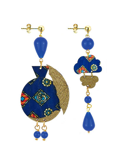 Small Blue Hot Air Balloon Lady Earrings - Lebole Maison