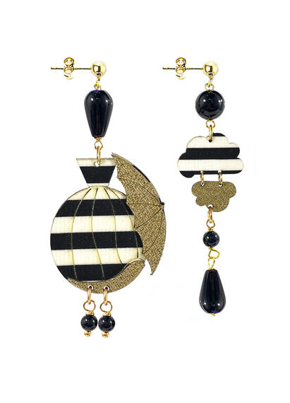 Small Purple Hot Air Balloon Dama Earrings - Lebole Maison