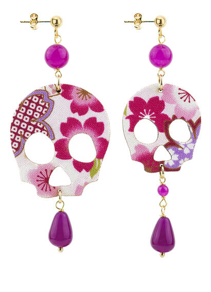 Orecchini Teschio Grande Fucsia - Lebole Maison