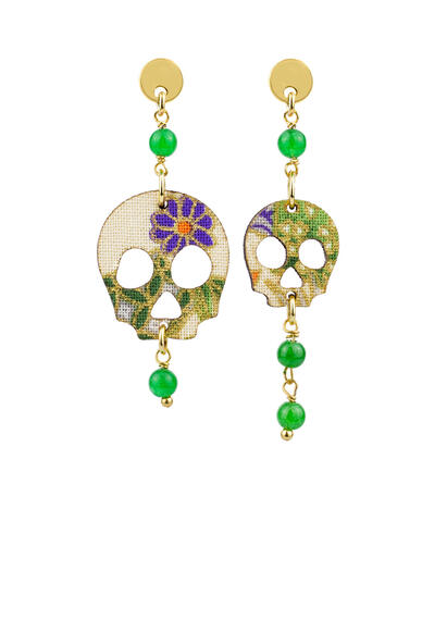 Mini Green Skull Earrings - Lebole Maison