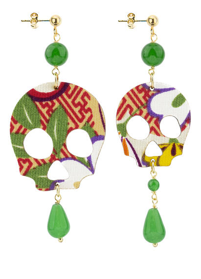 Big Green Skull Earrings - Lebole Maison
