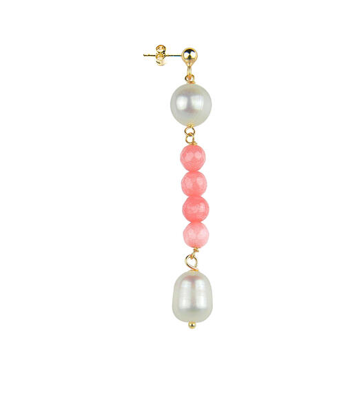 Orecchino Pietre Perla E Rosa Sfumato - Lebole Maison