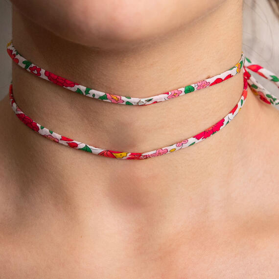 Nastro Tessuto Fiore Rosso E Verde - Lebole Maison