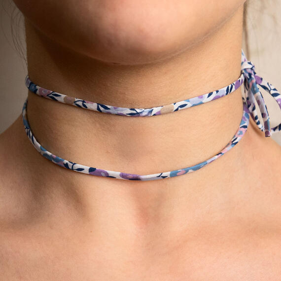 Nastro Tessuto Fiore Celeste E Lilla - Lebole Maison