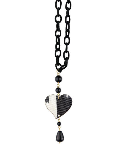 Collana Cuore Seta Piccolo Nero - Lebole Maison