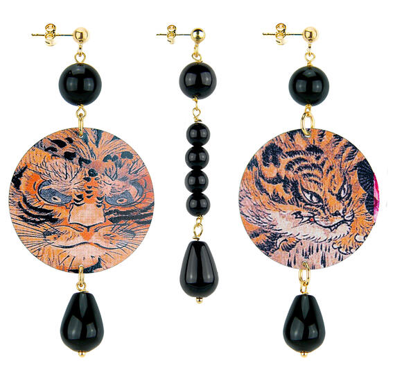 Orecchini Tigre Classico Pietre Nero - Lebole Maison