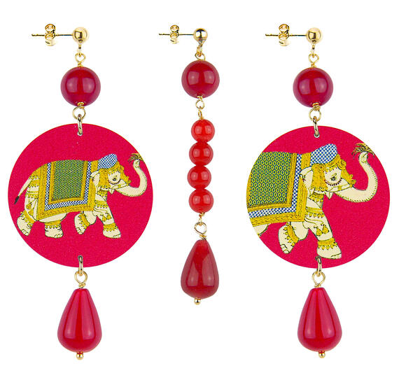 Orecchini Elefanti Classico Pietre Rubino - Lebole Maison