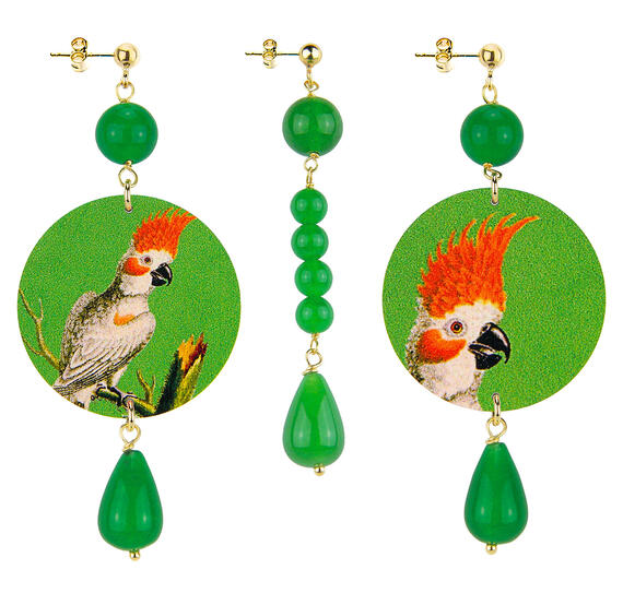 Orecchini Pappagallo Classico Pietre Verde - Lebole Maison