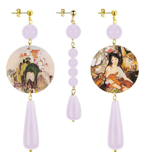 Orecchini Biancaneve Goccia Lunga Pietre Rosa Cipria - Lebole Maison