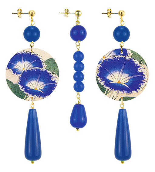 Orecchini Fiore Blu Goccia Lunga Pietre Blu - Lebole Maison