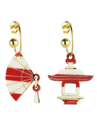 Orecchini Hoop Ventaglio Righe Rubino - Lebole Maison