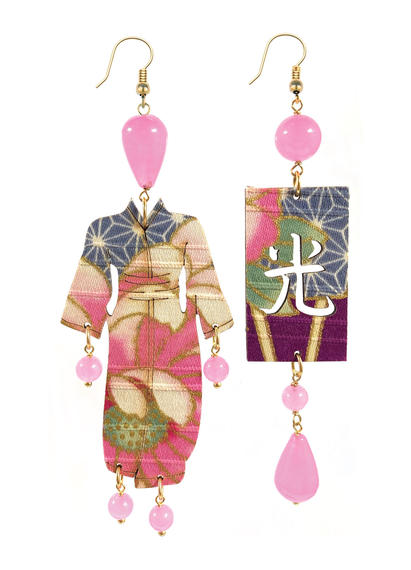Big Fluo Pink Kimono Earrings - Lebole Maison