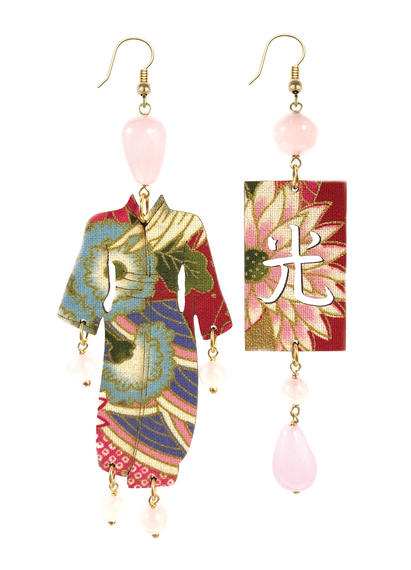 Big Powder Pink Kimono Earrings - Lebole Maison