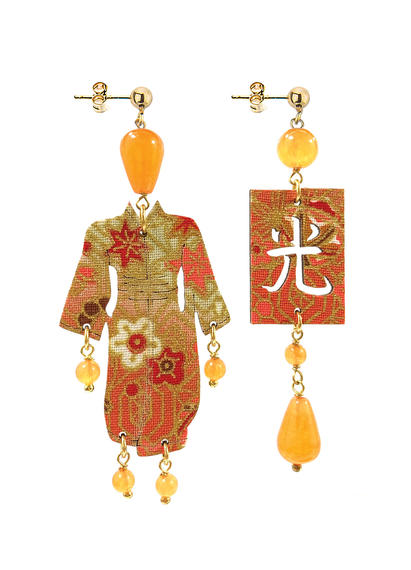 Small Orange Kimono Earrings - Lebole Maison