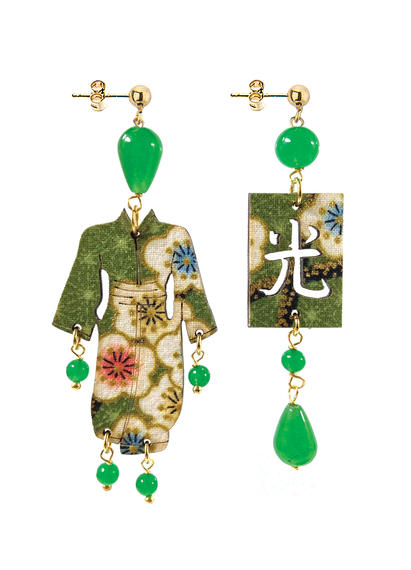 Small Green Kimono Earrings - Lebole Maison
