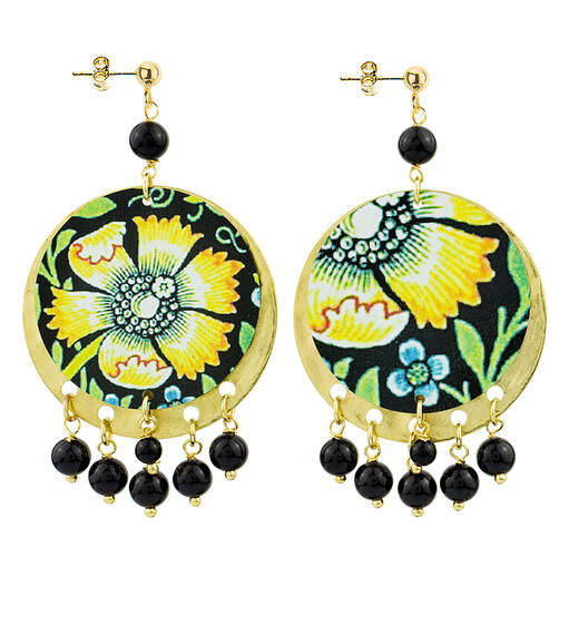 Orecchini Fiore Giallo Nero - Lebole Maison