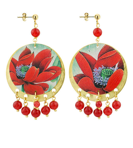 Orecchini Fiore Rosso Rubino - Lebole Maison