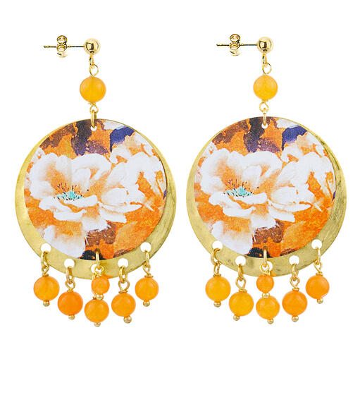 Orecchini Fiore Bianco Arancione - Lebole Maison