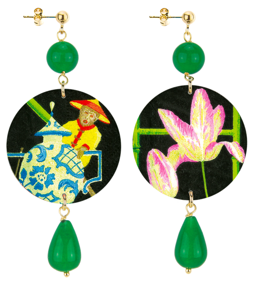 Orecchini Scimmia Orientale Classico Verde - Lebole Maison