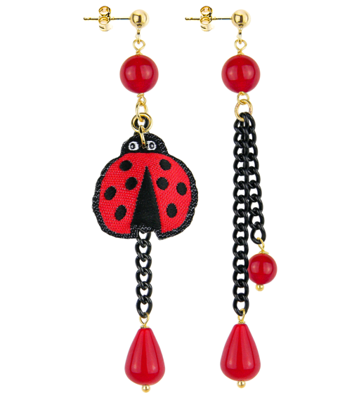 Orecchini Ciuffo Coccinella Pietra Rubino - Lebole Maison