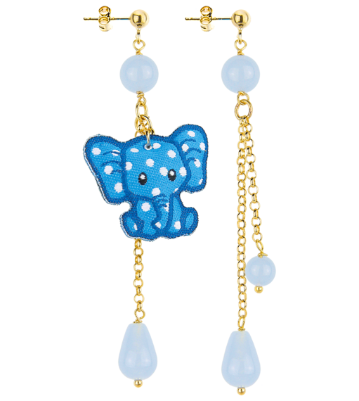 Orecchini Ciuffo Elefante Pietra Celeste - Lebole Maison