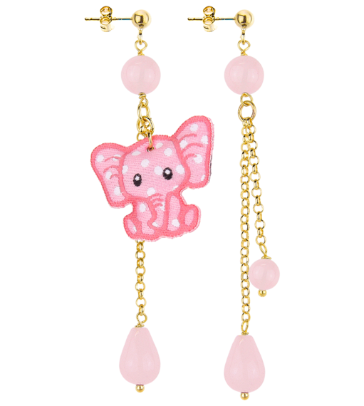 Orecchini Ciuffo Elefante Pietra Rosa - Lebole Maison