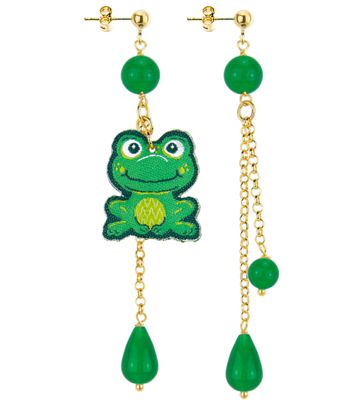 Orecchini Ciuffo Rana Pietra Verde - Lebole Maison