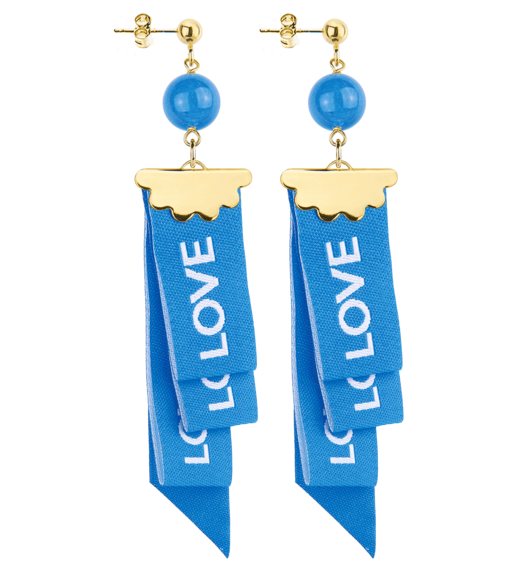 Orecchini Love Bianco Pietra Azzurro - Lebole Maison