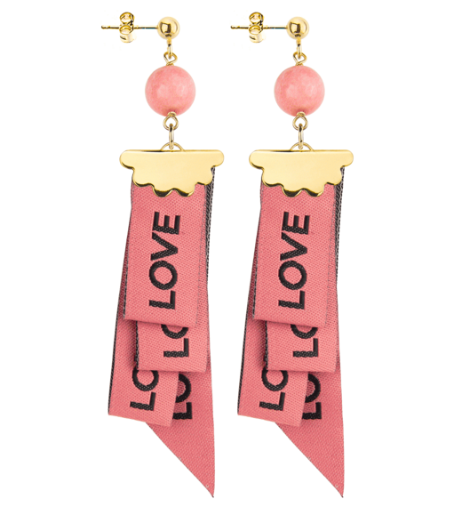 Orecchini Love Nero Pietra Rosa Sfaccettato - Lebole Maison