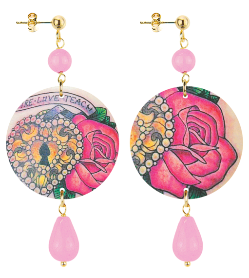Orecchini Rosa E Lucchetto Piccolo Rosa Fluo - Lebole Maison