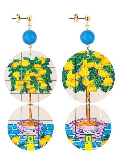 Orecchini Vasi Albero Limoni Azzurro - Lebole Maison