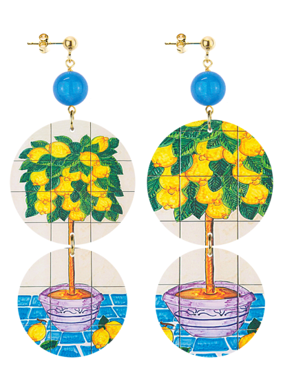 Orecchini Vasi Albero Limoni Azzurro - Lebole Maison