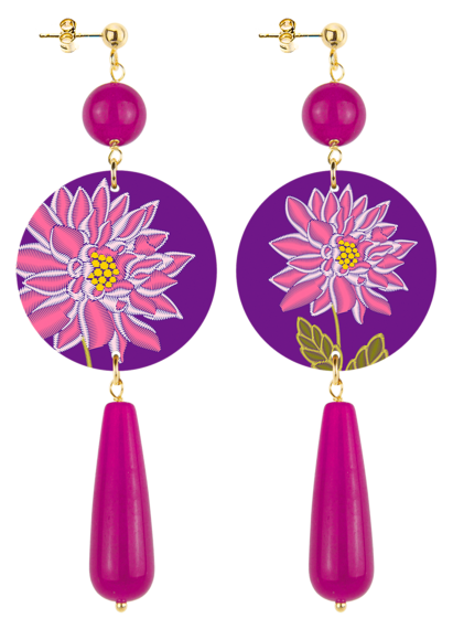 Orecchini Rosa Goccia Lunga Fucsia - Lebole Maison