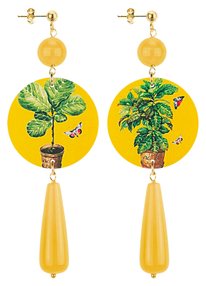 Orecchini Vaso Goccia Lunga Giallo - Lebole Maison