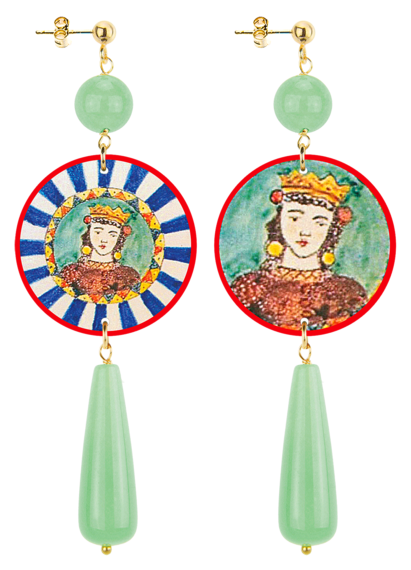 Orecchini Sicilia Goccia Lunga Verde Giada - Lebole Maison