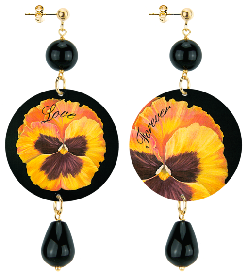 Orecchini Fiore Love Forever Classico Nero - Lebole Maison