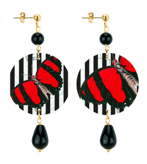 Orecchini Farfalla E Riga Piccolo Nero - Lebole Maison