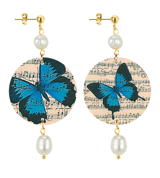 Orecchini Farfalla E Note Musicali Piccolo Perla - Lebole Maison