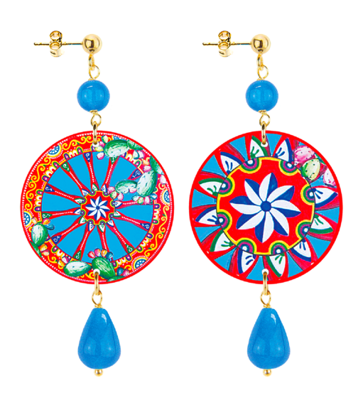 Orecchini Ruota Siciliana Piccolo Azzurro - Lebole Maison