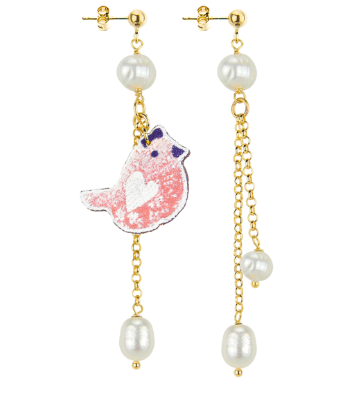 Orecchini Ciuffo Uccellino Pietra Perla - Lebole Maison