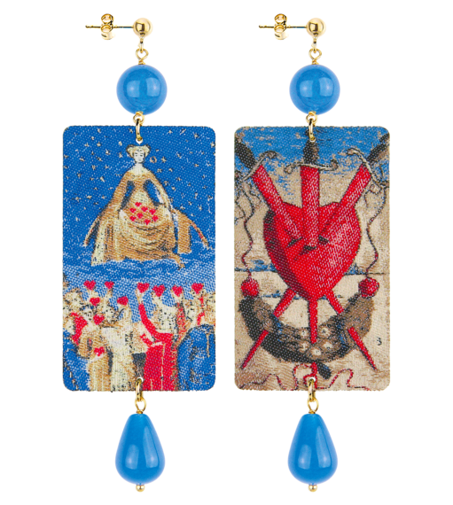 Orecchini Cuore Tre Spade E Dama Classico Azzurro - Lebole Maison