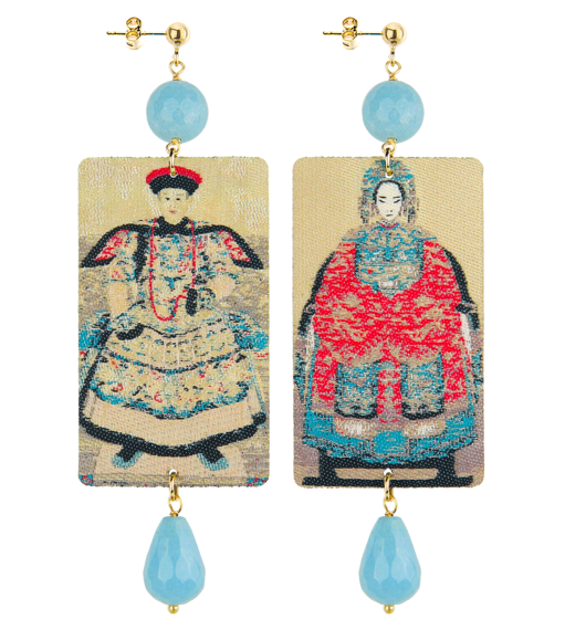 Orecchini Dignitari Classico Celeste Sfumato - Lebole Maison