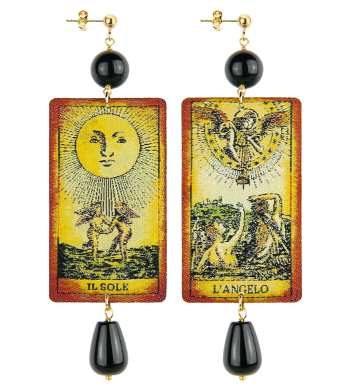 Orecchini Tarocchi Sole E Angelo Classico Nero - Lebole Maison